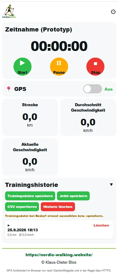 Vorschau des Prototyps für Trainings- und Wettkampfdaten